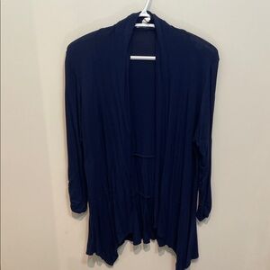 Claudia Richard Navy Open-Front Draped Cardigan